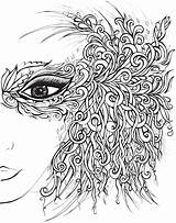 Coloring Pages Book Faces Adult Creative Haven Fanciful Doverpublications Printable sketch template