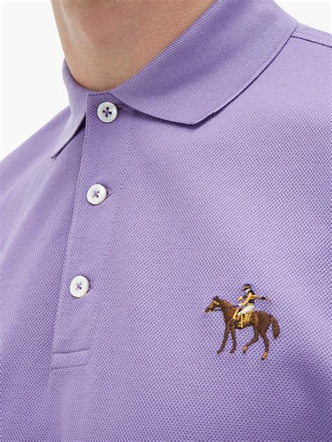 ralph lauren purple label logo embroidered cotton pique polo shirt  purple  men lyst