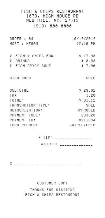 custom restaurants receipts template food invoice generator