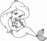 Mermaid Coloring Pages Little Flounder Ariel Getcolorings sketch template