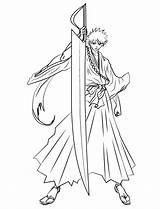 Bleach Ichigo Kurosaki Tutorials Drawingtutorials101 Sketches Desenhar Naruto Yoruichi Lineart Colouring Yachiru Action Rukia sketch template