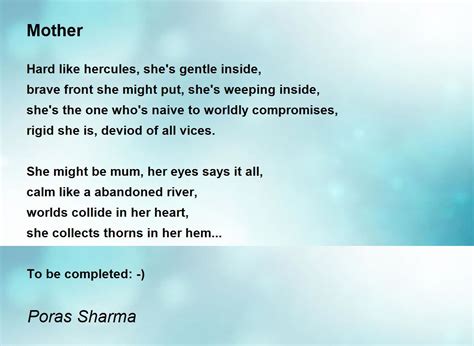 mother mother poem  poras sharma