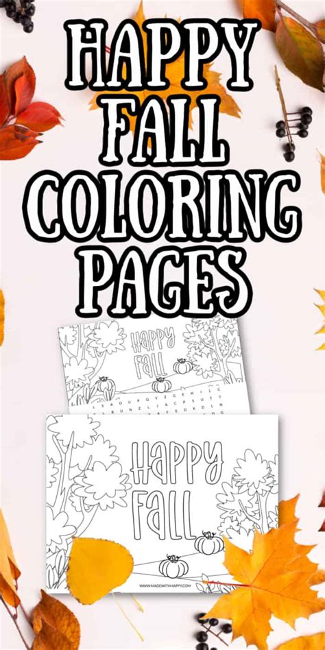 printable fall coloring pages happy fall coloring page  word search