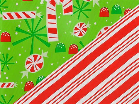 candy canes reversible gift wrap  full ream roll nashville wraps
