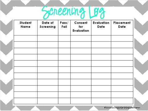 speech language screening log     binder  speech