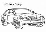 Camry Toyota Corolla Colorear Coches Ferno Colorine Raskraski Tablero sketch template