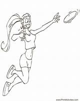 Frisbee Girl Playing Coloring Drawing Summer Go Getdrawings sketch template