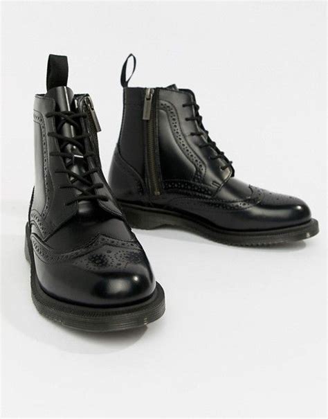 dr martens dr martens delphine brogue black leather lace  flat ankle boots mens boots