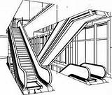 Escalator Clipart Drawing Coloring Getcolorings Clipground Getdrawings Template Sketch sketch template