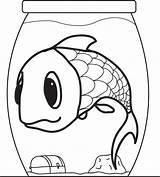 Coloring Fish Bowl Cartoon Fishbowl Goldfish Sheet Getdrawings Drawing sketch template