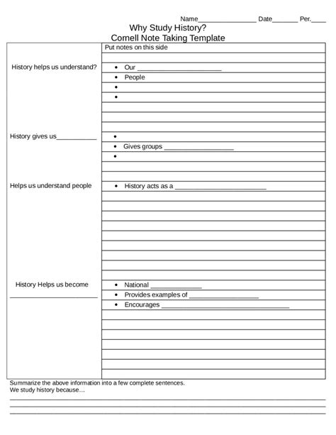 interesting  cornell notes template fillable printable