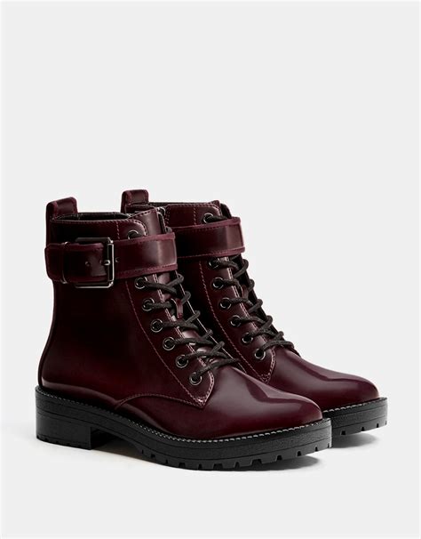 Bershka Biker Ankle Boots With Buckles