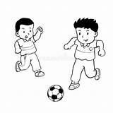 Boys Soccer Spelen Voetbal Jongens Vectorillustratie Isolated sketch template