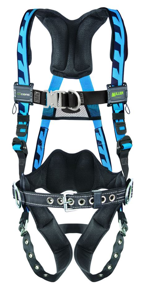 miller aircore steel hardware blue harness wside  rings lumbar pad belt universal large