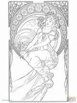 Mucha Coloring Pages Alphonse Printable Nouveau Da Adult Deco Painting Disegni Book Line Colorare Rembrandt Colouring Di Drawing Disegno Per sketch template