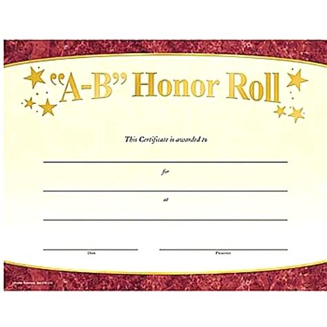 honor roll certificate template carlynstudious
