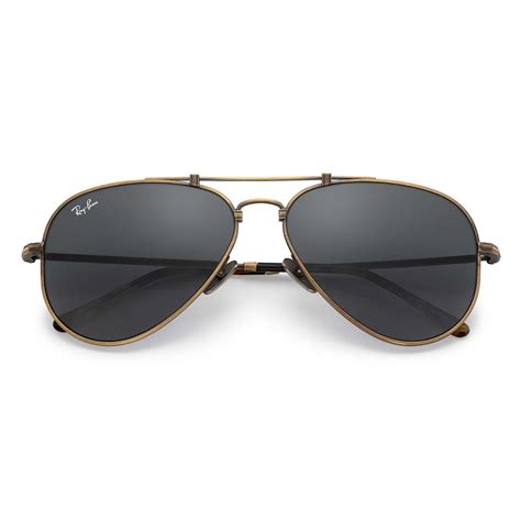 ray ban rb  original aviator titanium antique gold grey classic lenses