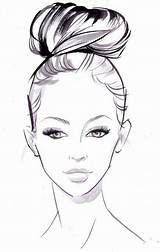 Bun Face Drawing Illustration Fashion Hair Sketch sketch template