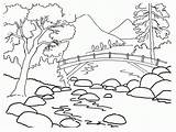 Scenery Coloring Pages Colouring Popular Natural sketch template