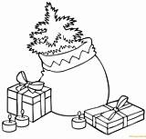 Christmas Coloring Pages Bag Cola Coca Tree Gifts Bottle Candles Color Drawing Santa Printable sketch template