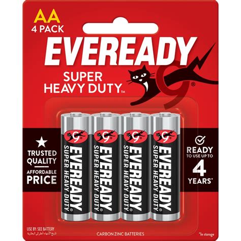 Eveready Black Super Heavy Duty Aa Batteries 4 Pack Big W