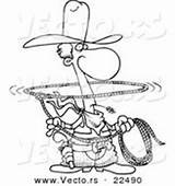 Lasso Cowboy Cartoon Outline Coloring Royalty Stock sketch template