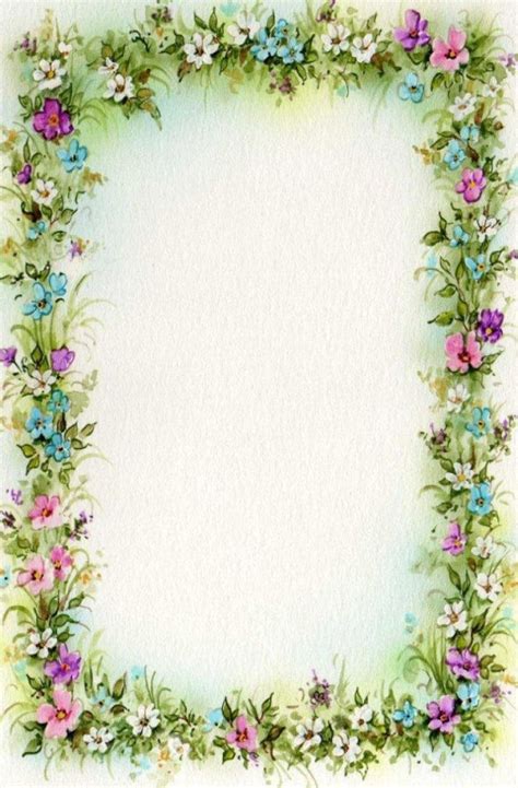 flower frame floral border design  printable stationery
