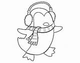 Scarf Penguin Coloring Coloringcrew Pages Christmas sketch template