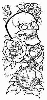Skull Tattoo Tattoos Lineart Deviantart Designs Drawing Outline Rose Stencil Coloring Pages Sugar Drawings Skulls Stencils Sleeve Cool Color Dead sketch template