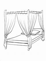 Bed Coloring Pages Bedroom Canopy Drawing Getdrawings Printable Getcolorings Color Bedtime sketch template
