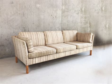 Danish Three Seater Mid Century Sofa With Original Cloth Fabric