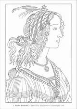 Renaissance Botticelli Dover Visuels Masterpieces Lineart Colorier Livres Petits Coloriages Malvorlagen Rainbowresource Erwachsene sketch template