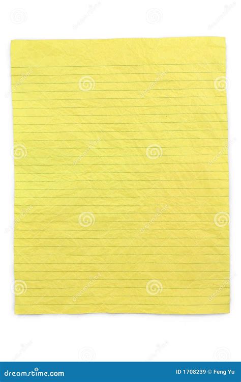 crumpled yellow lined paper stock image image  isolated notepad