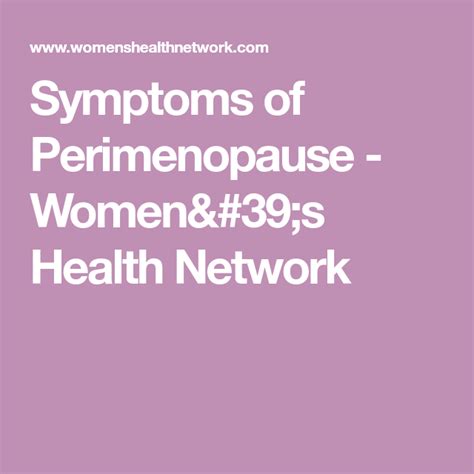 symptoms of perimenopause women s health network