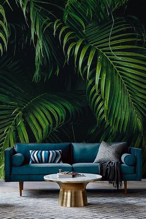 Wallpaper Tropical Foliage Abstract Removable Peel And