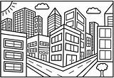 Coloring City Pages Perspective Kids sketch template