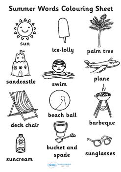 summer differentiated words colouring sheet  twinkl printable resources