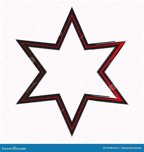 pointed star icon abstract red frame geometric element isolated