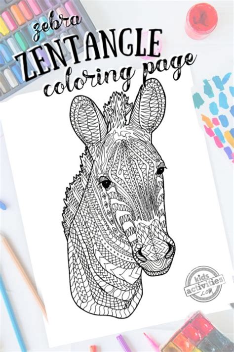 gorgeous zebra zentangle pattern coloring page