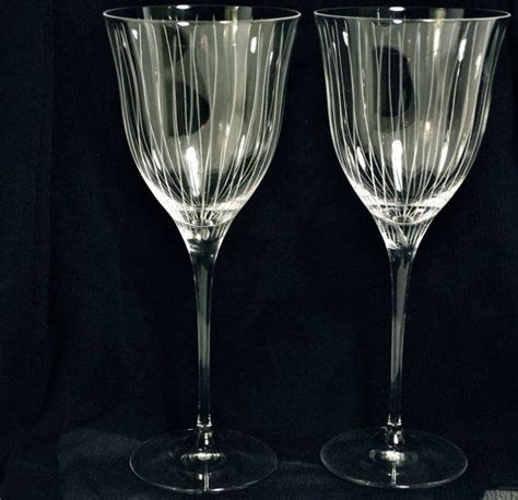 Waterford Etched Crystal Wine Glasses Pair Etsy