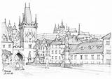 Prague Pont Sketching sketch template