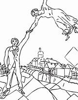 Chagall Marc Colorare Pages Disegno Quadri Passeggiata Pintar Promenade Ausmalbilder Famosi Supercoloring Vitebsk Coloriage Misti Mondrian Arlecchino Meglio Conoscere Obras sketch template