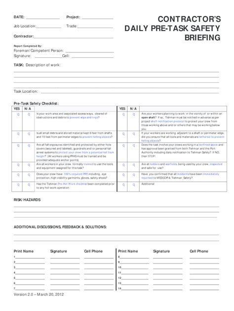 safety briefing template
