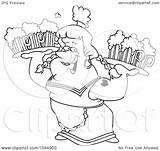Maiden Trays Carrying Beer Toonaday Royalty Outline Illustration Cartoon Rf Clip 2021 sketch template