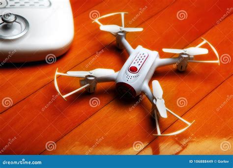 small quadrocopter drone robot studio work white stock image image  modern digital