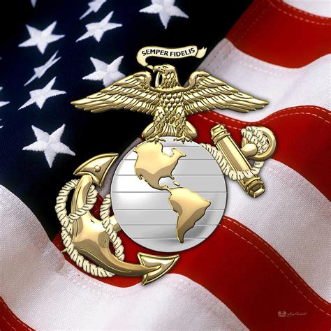 marine corps     eagle globe  anchor  american flag digital art  serge