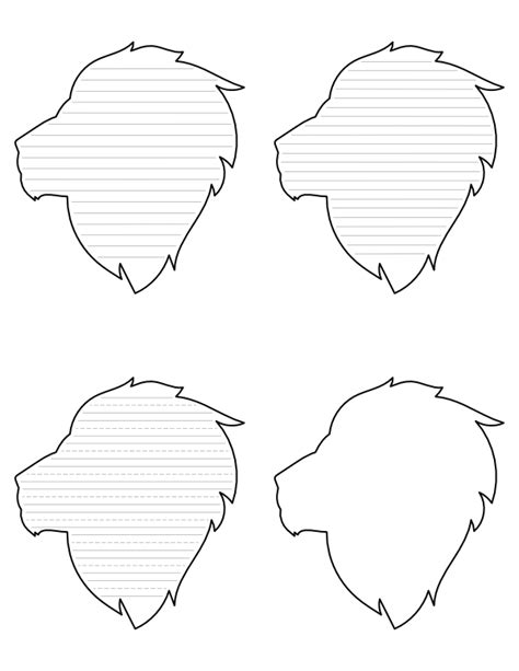 printable lion head shaped writing templates