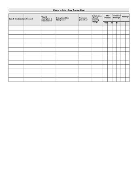 wound care tracker chart printable