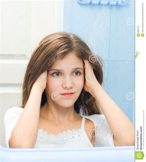teen girl in bathroom stock image image of assistance 8086719