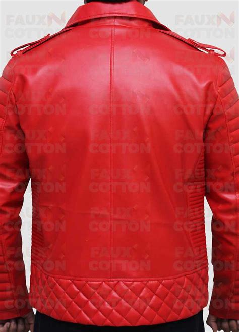 Slim Fit Quilted Jacket Men S Red Faux Leather Jacket
